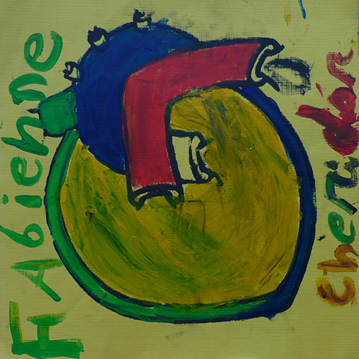 Original heart painting painted by Fabienne, age 13 - Hearts of the World Haiti shop set 20