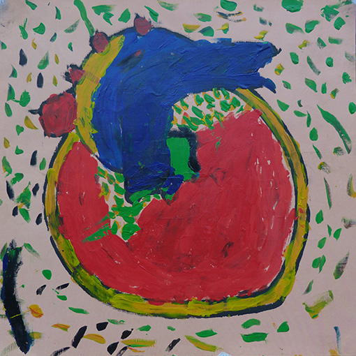 Original heart painting painted by Joseph, age 10 - Hearts of the World Haiti shop set 22