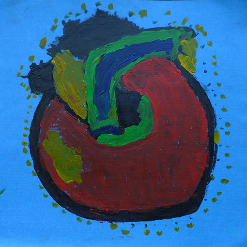 Original heart painting painted by Watson, age 8 - Hearts of the World Haiti shop set 24