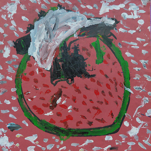 Original heart painting painted by Florenco, age 11 - Hearts of the World Haiti shop set 25