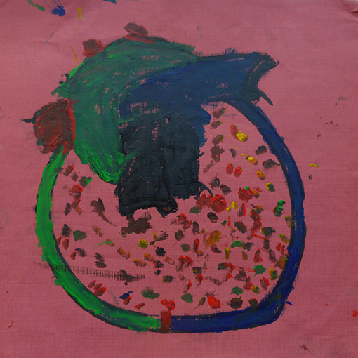 Original heart painting painted by Londiana, age 9 - Hearts of the World Haiti shop set 27