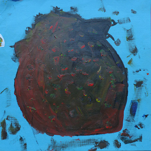 Original heart painting painted by Jieudonne, age 12 - Hearts of the World Haiti shop set 28