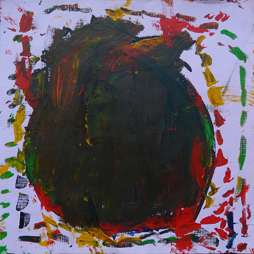 Original heart painting painted by Miaya, age 8 - Hearts of the World Haiti shop set 29