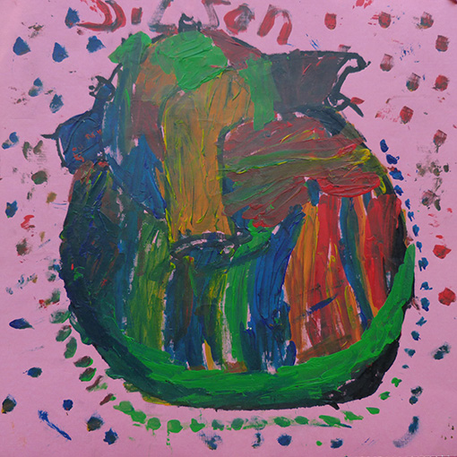 Original heart painting from Cité Soleil, Haiti - Hearts of the World Haiti shop set 35