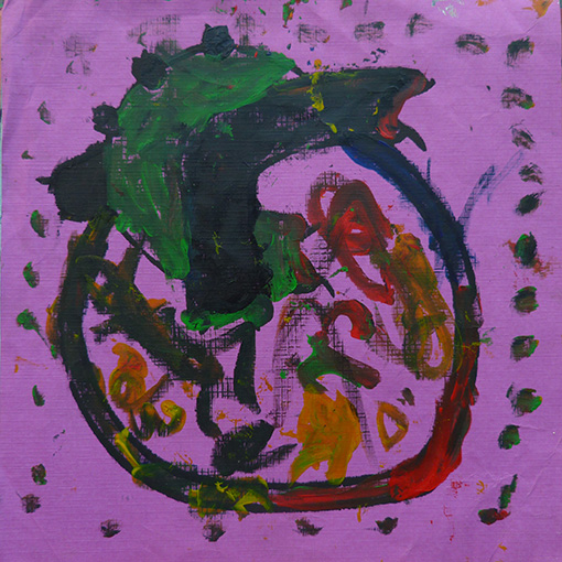 Original heart painting painted by Josielle, age 6 - Hearts of the World Haiti shop set 41