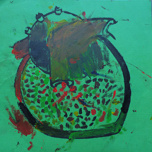 Original heart painting from Cité Soleil, Haiti - Hearts of the World Haiti shop set 44