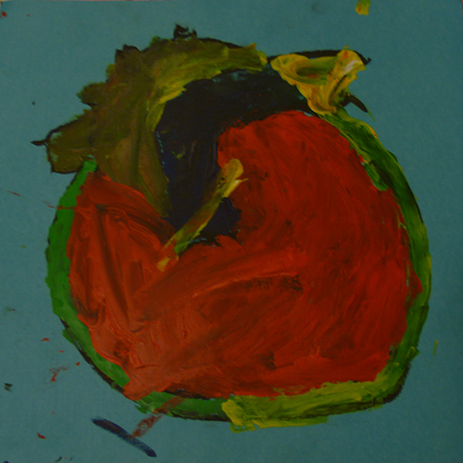 Original heart painting painted by Bazelais, age 3 - Hearts of the World Haiti shop set 46