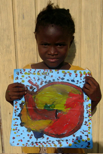 Original heart painting painted by Londy, age 5 - Hearts of the World Haiti shop set 26