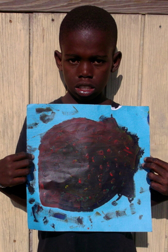 Original heart painting painted by Jieudonne, age 12 - Hearts of the World Haiti shop set 28