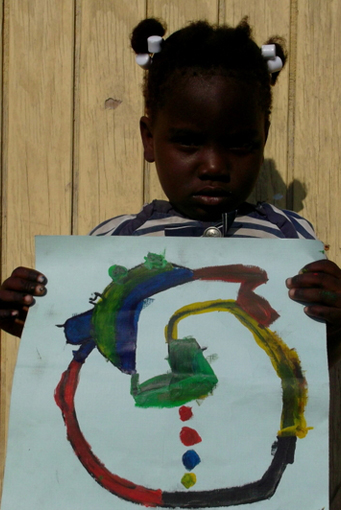 Original heart painting painted by Melissa, age 3 - Hearts of the World Haiti shop set 30
