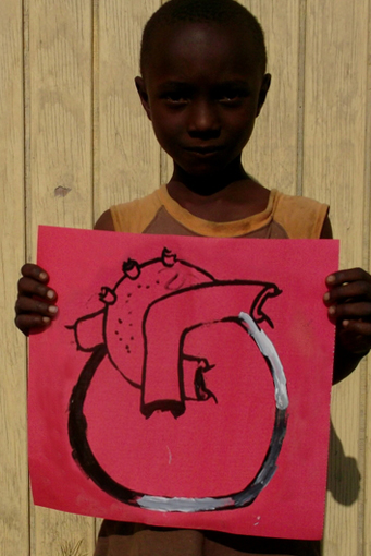 Original heart painting painted by Arolson, age 7 - Hearts of the World Haiti shop set 34
