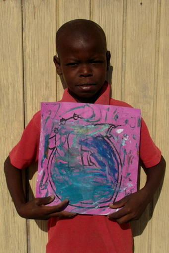 Original heart painting painted by Josema, age 10 - Hearts of the World Haiti shop set 36