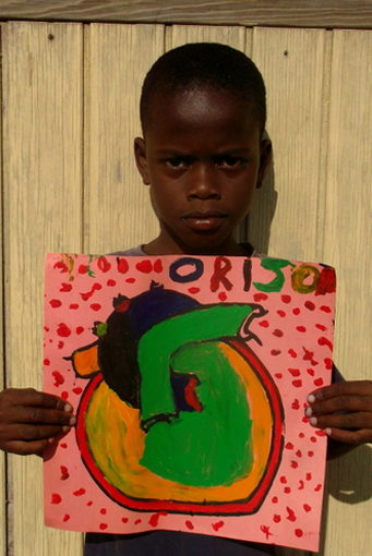 Original heart painting painted by Macelin, age 10 - Hearts of the World Haiti shop set 38