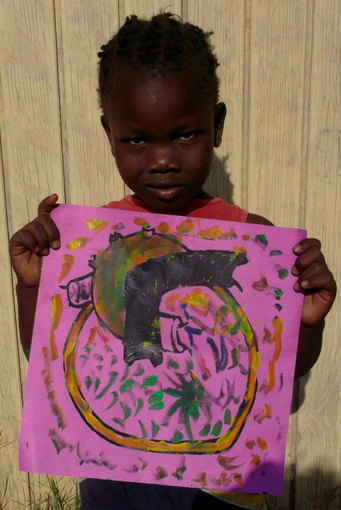 Original heart painting from Cité Soleil, Haiti - Hearts of the World Haiti shop set 42
