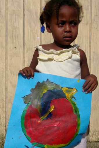 Original heart painting painted by Bazelais, age 3 - Hearts of the World Haiti shop set 46