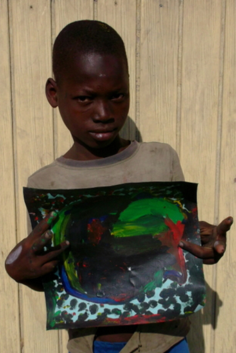 Original heart painting painted by Elas, age 10 - Hearts of the World Haiti shop set 47